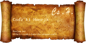 Csáki Henrik névjegykártya